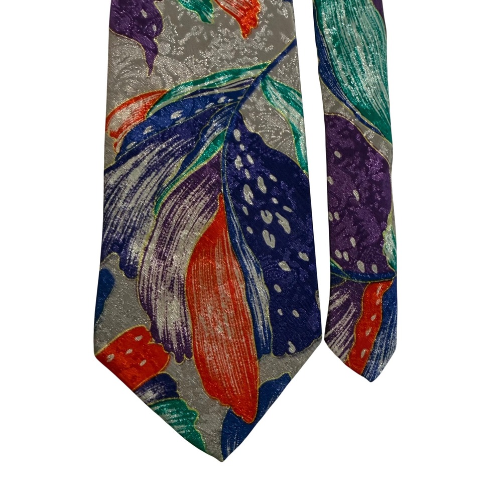 Emilio Ponte Roma Milano Tie Abstract Floral Bold 90s Dopamine Statement Vintage